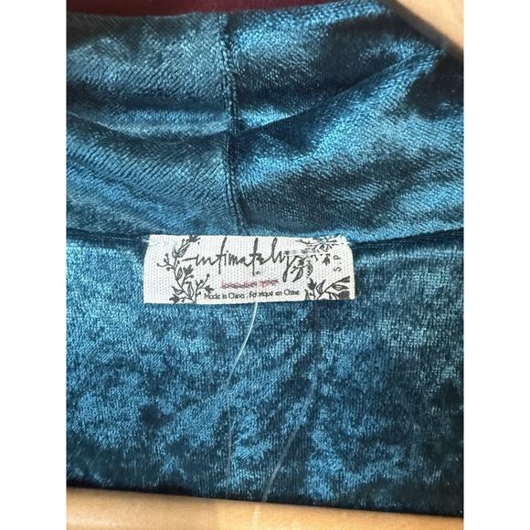 Free People Intimately Late Night Velvet Wrap Top Blouse Teal Burgundy Trim Sz S - Picture 4 of 6